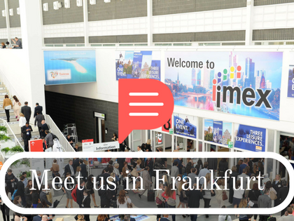 Meet us in Frankfurt poster, IMEX, Planify, Group Travel Itinerary Solution